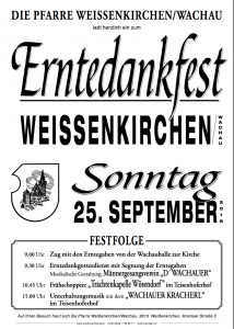 Das offizielle Plakat zum Erntedankfest Weissenkirchen 2016